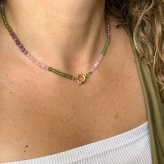 Poetic Beats Quartz, Rhodonite, Pearls and Jade Lock Choker