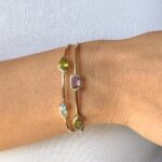 Twin Wire Bangle with 4 Semi-Precious Stones