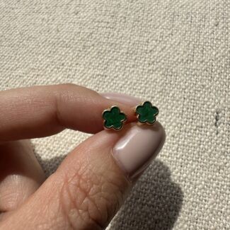 Green Malachite Flower Pair