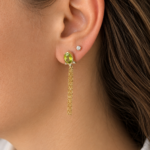 Oval Peridot & Diamond with Dangling Chains