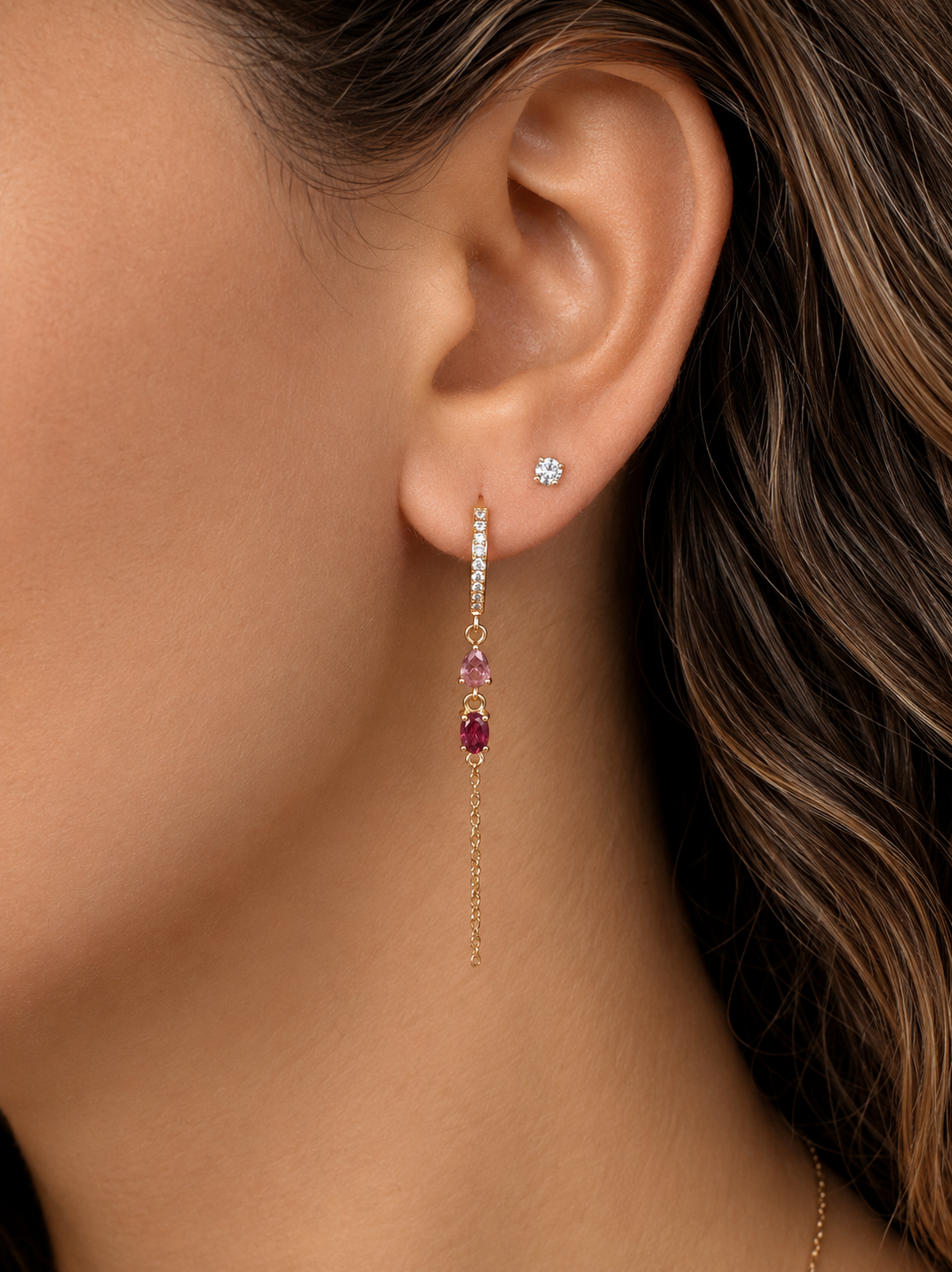 Blush Diamond Drop Piercing