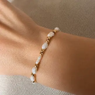 Golden Orbit Pearl Bracelet