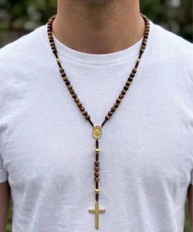 Tiger eye rosary necklace