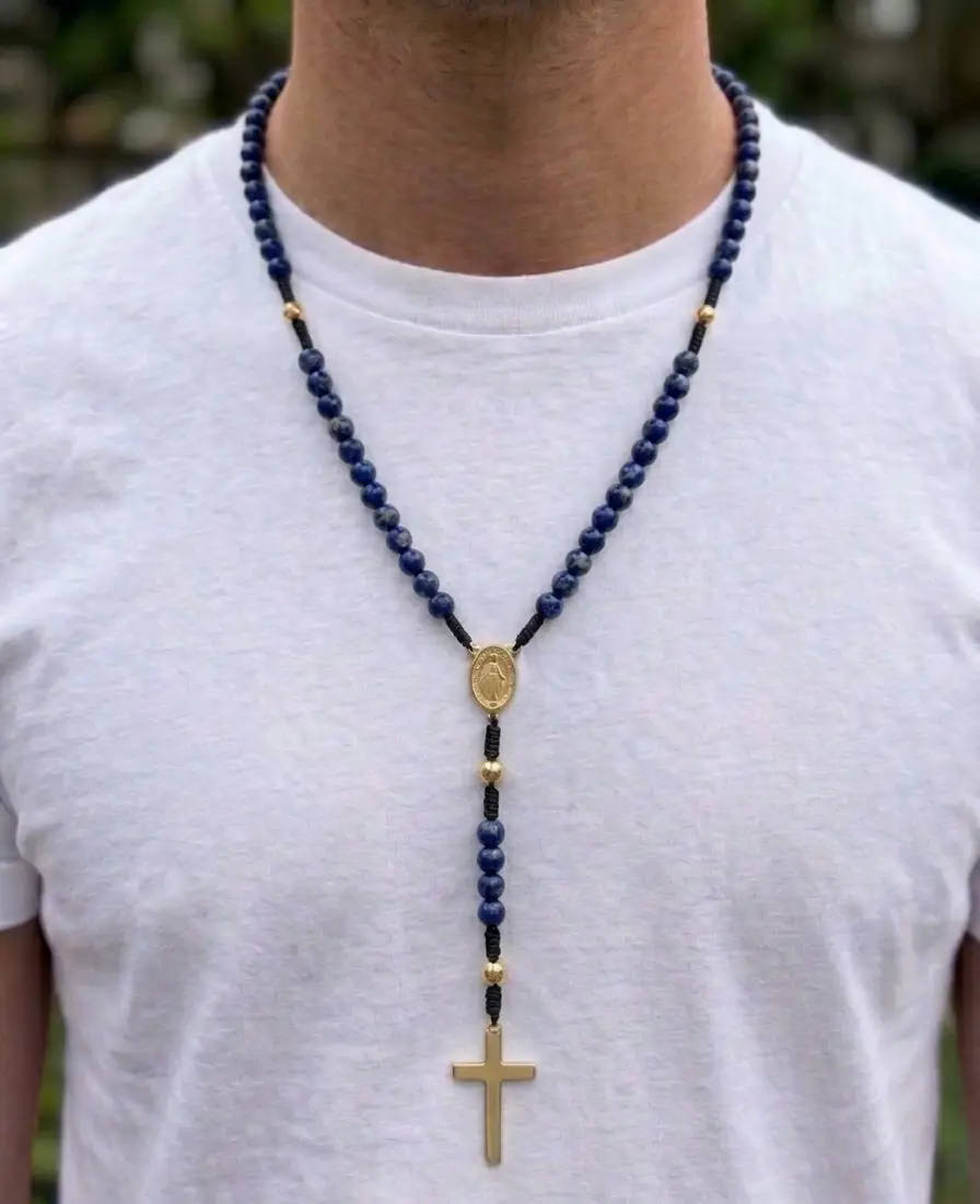 Lapis Rosary Necklace