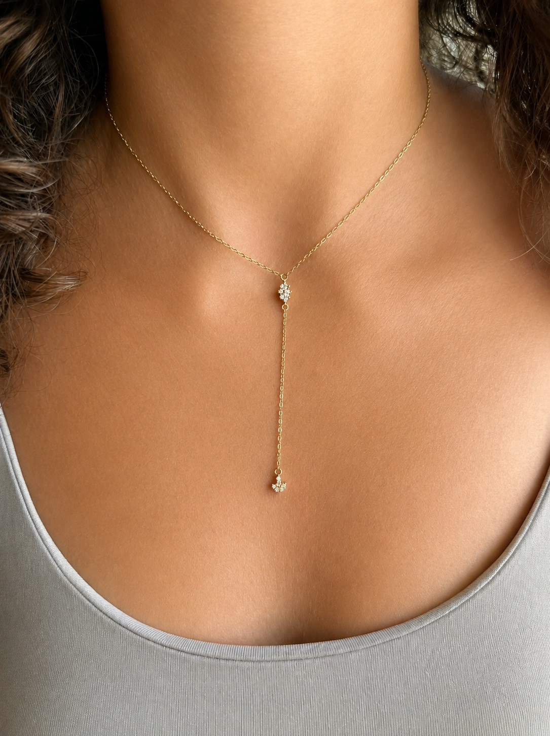 Cluster & Flower Diamond Y-Lariat