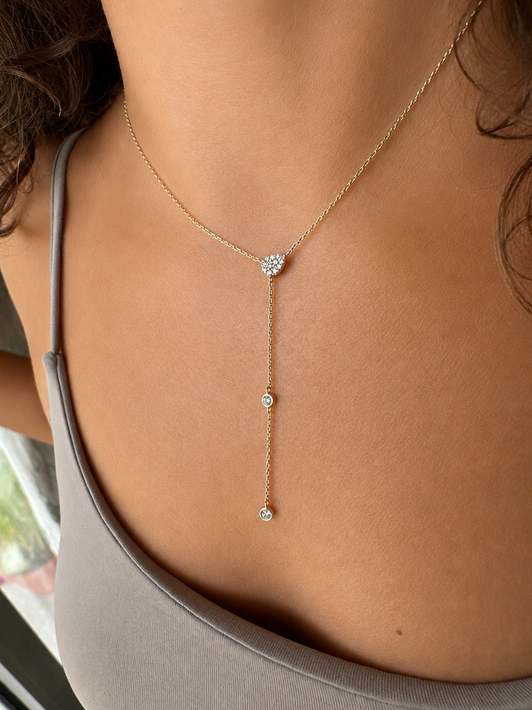 Teardrop Pavé Diamond Y-Lariat