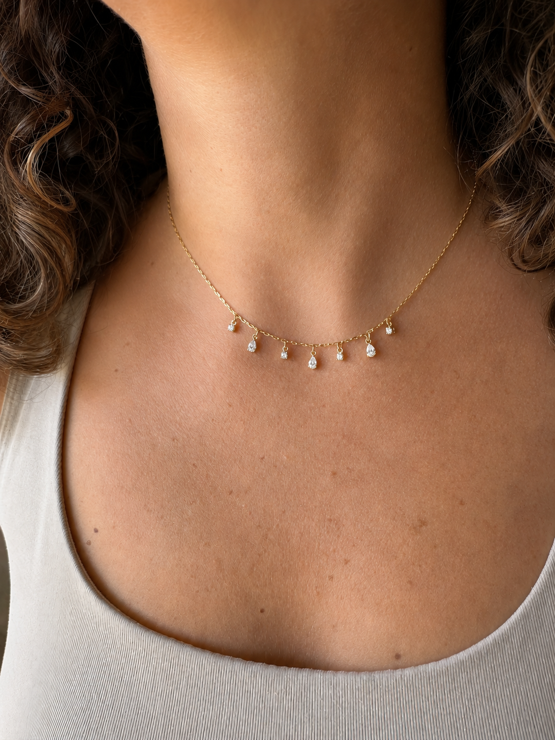 Across — Pear & Round Diamond Necklace